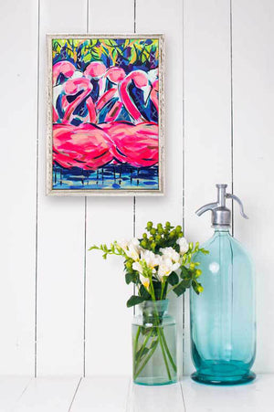 Night Flamingo Mini Framed Canvas-mini framed canvas-Jack and Jill Boutique