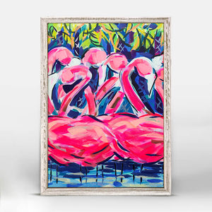 Night Flamingo Mini Framed Canvas-mini framed canvas-Jack and Jill Boutique