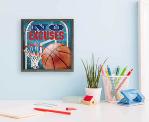 No Excuses - Basketball Mini Framed Canvas-Mini Framed Canvas-Jack and Jill Boutique