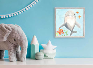 Ocean Pals - Dolphin Mini Framed Canvas-Mini Framed Canvas-Jack and Jill Boutique