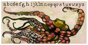 Octopus Alphabet On Cream Wall Art-Wall Art-Jack and Jill Boutique