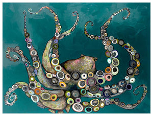 Octopus in the Deep Teal Sea Wall Art-Wall Art-Jack and Jill Boutique