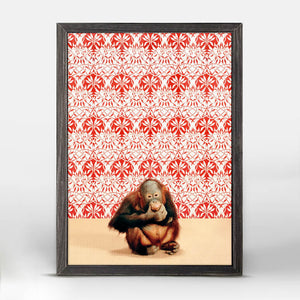 Orangutan On Red & White - Mini Framed Canvas-Mini Framed Canvas-Jack and Jill Boutique