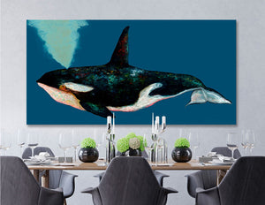 Orca On Deep Blue Wall Art-Wall Art-Jack and Jill Boutique