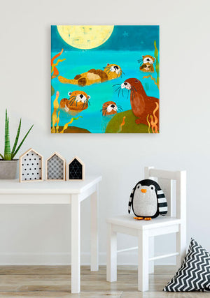 Otter Friends Wall Art-Wall Art-18x18 Canvas-Jack and Jill Boutique