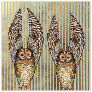 Owl Duo - Metallic Embellished Canvas Wall Art-Wall Art-18x18 Canvas-Jack and Jill Boutique