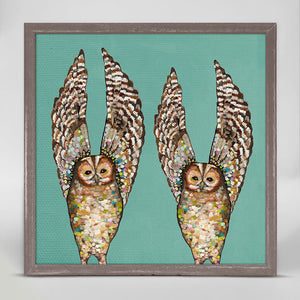 Owl Duo - Mini Framed Canvas-Mini Framed Canvas-Jack and Jill Boutique
