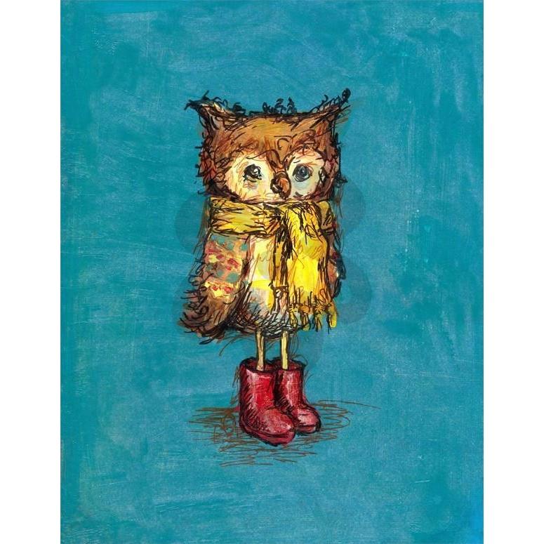Owl in Big Red Boots-Canvas Wall Art-Jack and Jill Boutique