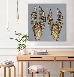 Owl Love - Gray Wall Art-Wall Art-Jack and Jill Boutique