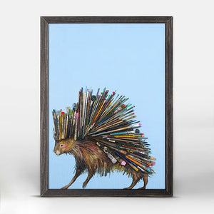Paintbrush Porcupine - Mini Framed Canvas-Mini Framed Canvas-Jack and Jill Boutique