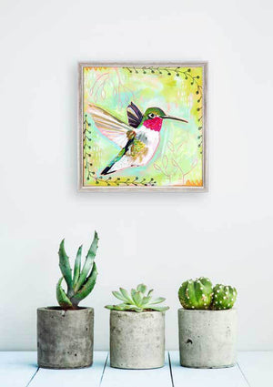 Painted Animals - Hummingbird Mini Framed Canvas-Mini Framed Canvas-Jack and Jill Boutique