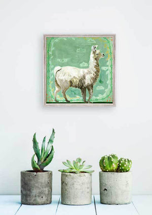 Painted Animals - Llama Mini Framed Canvas-Mini Framed Canvas-Jack and Jill Boutique