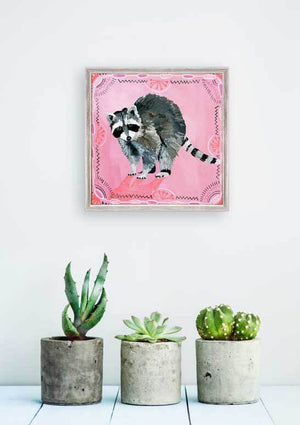 Painted Animals - Raccoon Mini Framed Canvas-Mini Framed Canvas-Jack and Jill Boutique