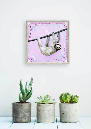 Painted Animals - Sloth Mini Framed Canvas-Mini Framed Canvas-Jack and Jill Boutique