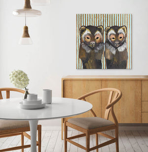 Pair Of Wolverines On Stripes Wall Art-Wall Art-Jack and Jill Boutique