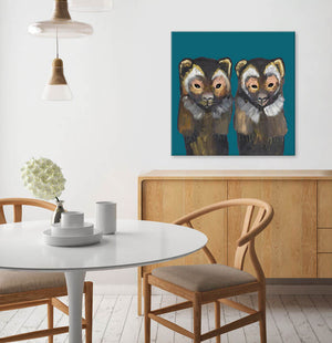 Pair Of Wolverines On Teal Wall Art-Wall Art-Jack and Jill Boutique