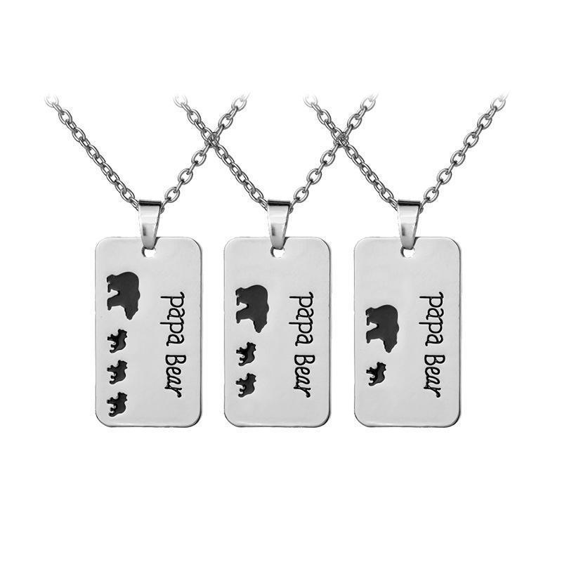 Papa Bear Engraved Black Enamel Dog Tag Pendant Necklace for Dad-Jewelry-Jack and Jill Boutique