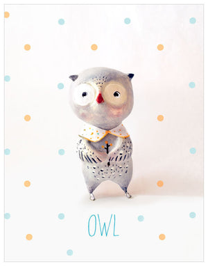Paper Mache - Owl - Boy Wall Art-Wall Art-Jack and Jill Boutique