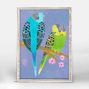 Parakeet Pair - Mini Framed Canvas-Mini Framed Canvas-Jack and Jill Boutique