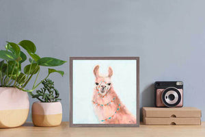 Party Llama - Mini Framed Canvas-Mini Framed Canvas-Jack and Jill Boutique