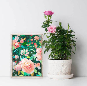 Peach Roses - Mini Framed Canvas-Mini Framed Canvas-Jack and Jill Boutique