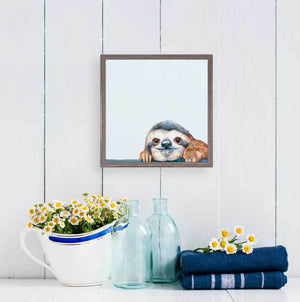 Peeking Sloth - Mini Framed Canvas-Mini Framed Canvas-Jack and Jill Boutique