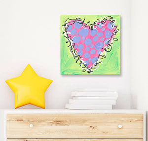 Peri & Pink Polka Dot Heart Wall Art-Wall Art-14x14 Canvas-Jack and Jill Boutique