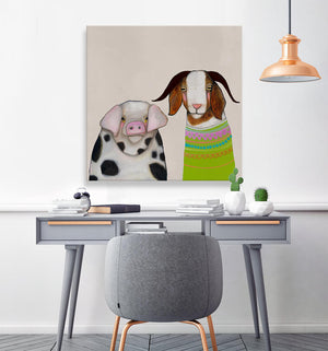 Pig And Goat Pals - Neutral Wall Art-Wall Art-Jack and Jill Boutique