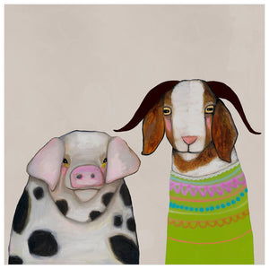 Pig And Goat Pals - Neutral Wall Art-Wall Art-Jack and Jill Boutique