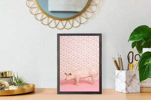 Pig On Pink - Mini Framed Canvas-Mini Framed Canvas-Jack and Jill Boutique