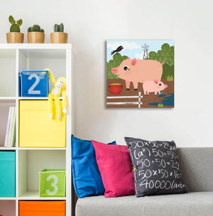 Pig Pen Wall Art-Wall Art-14x14 Canvas-Jack and Jill Boutique