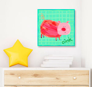 Pig Says Oink Wall Art-Wall Art-10x10 Canvas-Jack and Jill Boutique