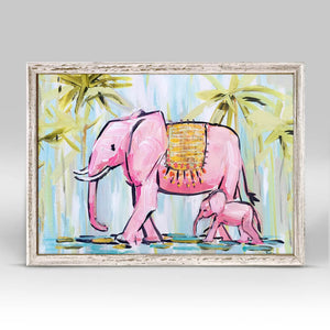 Pink Elephants - Mini Framed Canvas-Mini Framed Canvas-Jack and Jill Boutique