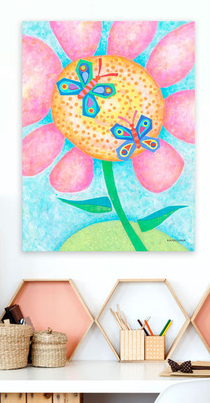 Pink Flower Butterflies Wall Art-Wall Art-Jack and Jill Boutique