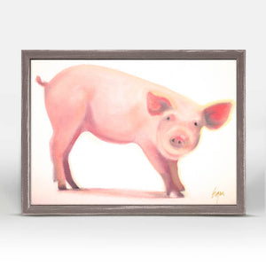 Pink Pig Posing - Mini Framed Canvas-Mini Framed Canvas-Jack and Jill Boutique