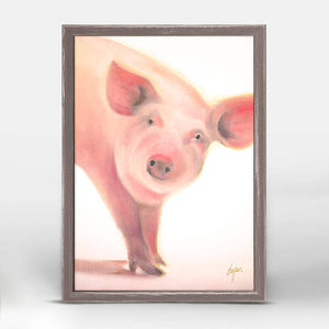 Pink Pig - Mini Framed Canvas-Mini Framed Canvas-Jack and Jill Boutique