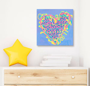 Pink Polka Dot Heart Wall Art-Wall Art-14x14 Canvas-Jack and Jill Boutique