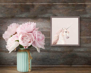 Pink Unicorn - Mini Framed Canvas-Mini Framed Canvas-Jack and Jill Boutique