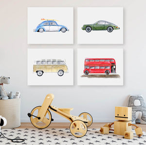 Planes, Trains & Autos - Blue VW Beetle Wall Art-Wall Art-Jack and Jill Boutique