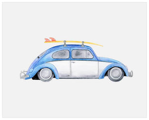 Planes, Trains & Autos - Blue VW Beetle Wall Art-Wall Art-Jack and Jill Boutique