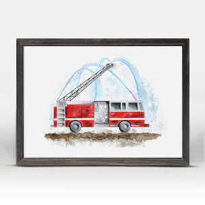 Planes, Trains & Autos - Fire Truck Mini Framed Canvas-Mini Framed Canvas-Jack and Jill Boutique