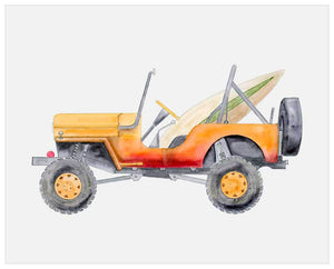 Planes, Trains & Autos - Orange Jeep Wall Art-Wall Art-Jack and Jill Boutique