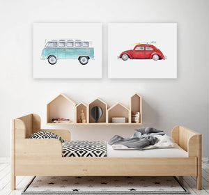 Planes, Trains & Autos - Red VW Beetle Wall Art-Wall Art-Jack and Jill Boutique