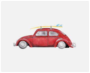 Planes, Trains & Autos - Red VW Beetle Wall Art-Wall Art-Jack and Jill Boutique
