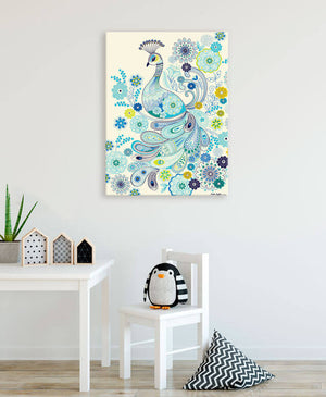 Plumes and Blooms - Blue Wall Art-Wall Art-Jack and Jill Boutique