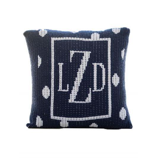 Polka Dots Solid Border & Initial Personalized Pillow-Pillow-Jack and Jill Boutique