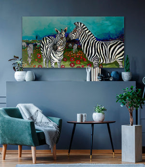 Poppy Field of Zebras Wall Art-Wall Art-Jack and Jill Boutique