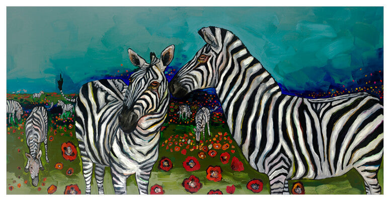 Poppy Field of Zebras Wall Art-Wall Art-Jack and Jill Boutique
