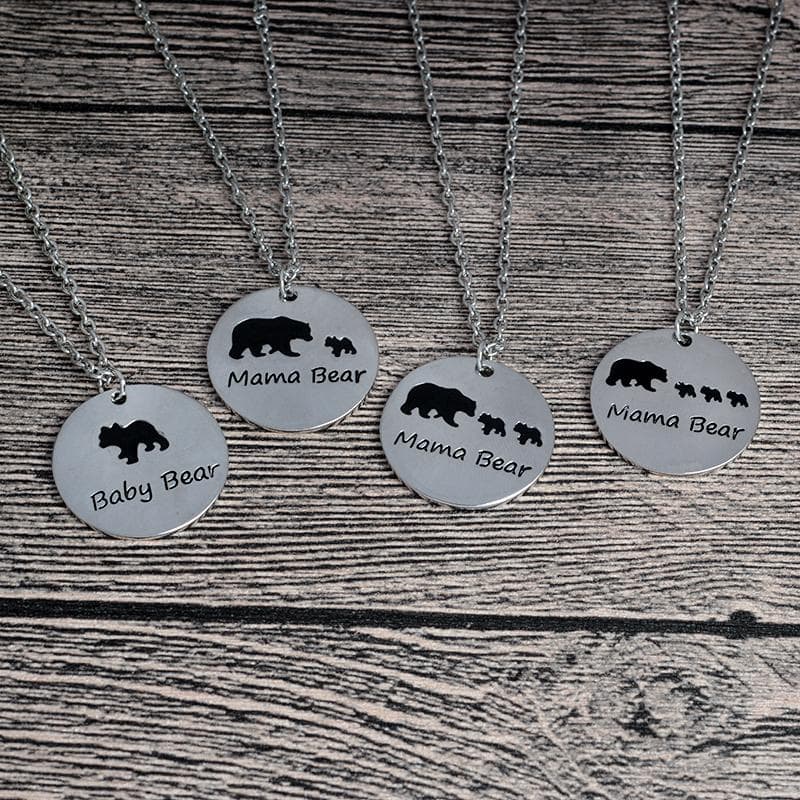 Mama Bear Round Pendant with up to 3 cubs-Jewelry-Jack and Jill Boutique