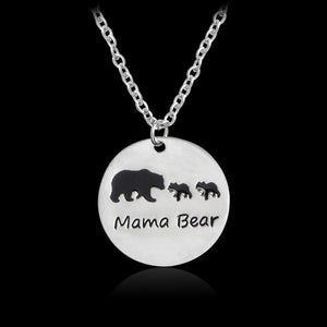 Mama Bear Round Pendant with up to 3 cubs-Jewelry-2 Cubs-Jack and Jill Boutique